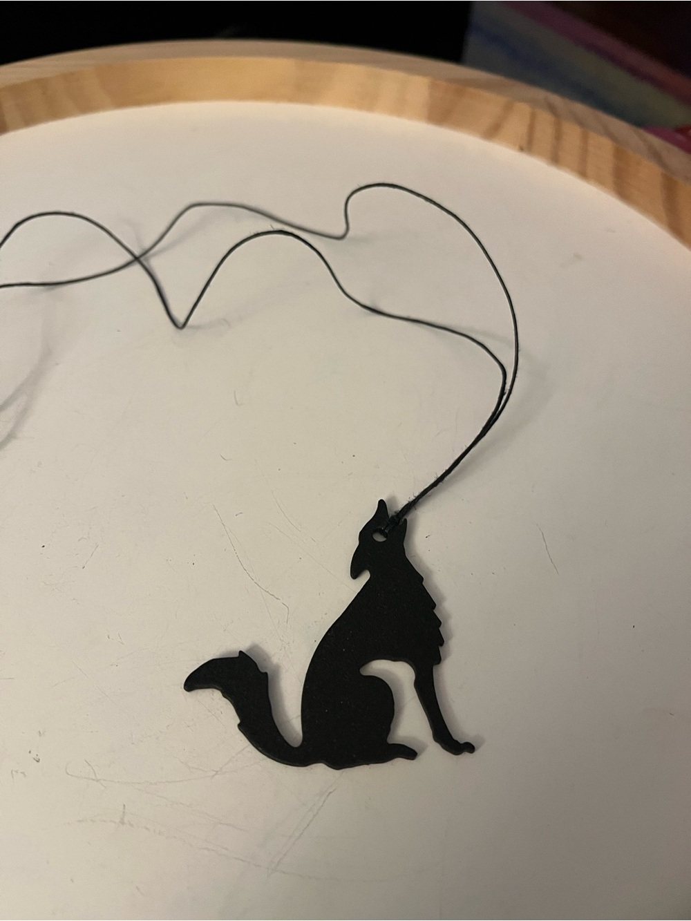 Black Wolf Silhouette Hanging Necklace  - Unbranded